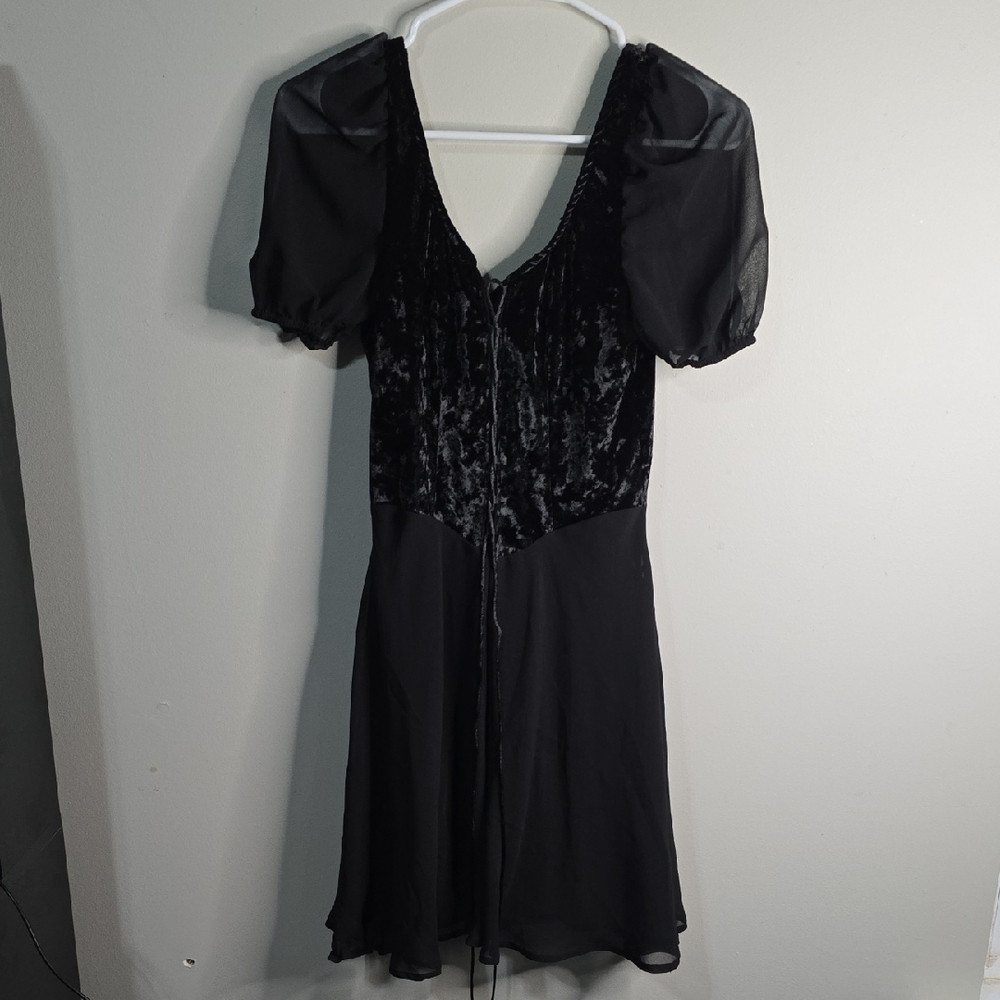 Delias Medium Black Velvet And See Through Contrasy Dress